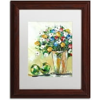 Trademark Fine Art "Spring Flowers in a Vase 5" Canvas Art by Hai Odelia, White Matte, Wood Frame