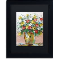 Trademark Fine Art "Spring Flowers in a Vase 6" Canvas Art by Hai Odelia, Black Matte, Black Frame