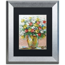 Trademark Fine Art "Spring Flowers in a Vase 6" Canvas Art by Hai Odelia, Black Matte, Silver Frame