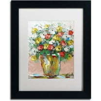 Trademark Fine Art "Spring Flowers in a Vase 6" Canvas Art by Hai Odelia, White Matte, Black Frame