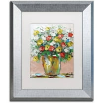 Trademark Fine Art "Spring Flowers in a Vase 6" Canvas Art by Hai Odelia, White Matte, Silver Frame