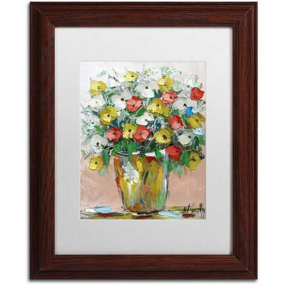 Trademark Fine Art "Spring Flowers in a Vase 6" Canvas Art by Hai Odelia, White Matte, Wood Frame