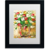 Trademark Fine Art "Spring Flowers in a Vase 7" Canvas Art by Hai Odelia, White Matte, Black Frame