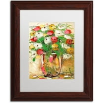 Trademark Fine Art "Spring Flowers in a Vase 7" Canvas Art by Hai Odelia, White Matte, Wood Frame
