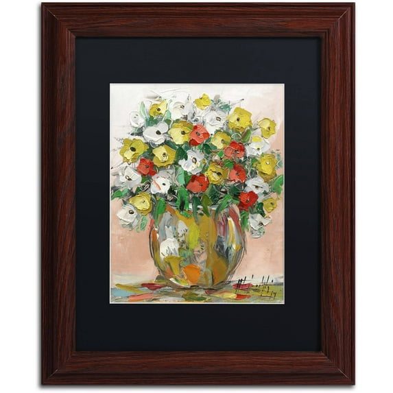 Trademark Fine Art "Spring Flowers in a Vase 8" Canvas Art by Hai Odelia, Black Matte, Wood Frame