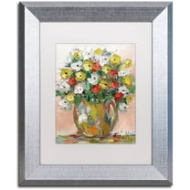 Trademark Fine Art "Spring Flowers in a Vase 8" Canvas Art by Hai Odelia, White Matte, Silver Frame