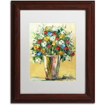 Trademark Fine Art "Spring Flowers in a Vase 9" Canvas Art by Hai Odelia, White Matte, Wood Frame