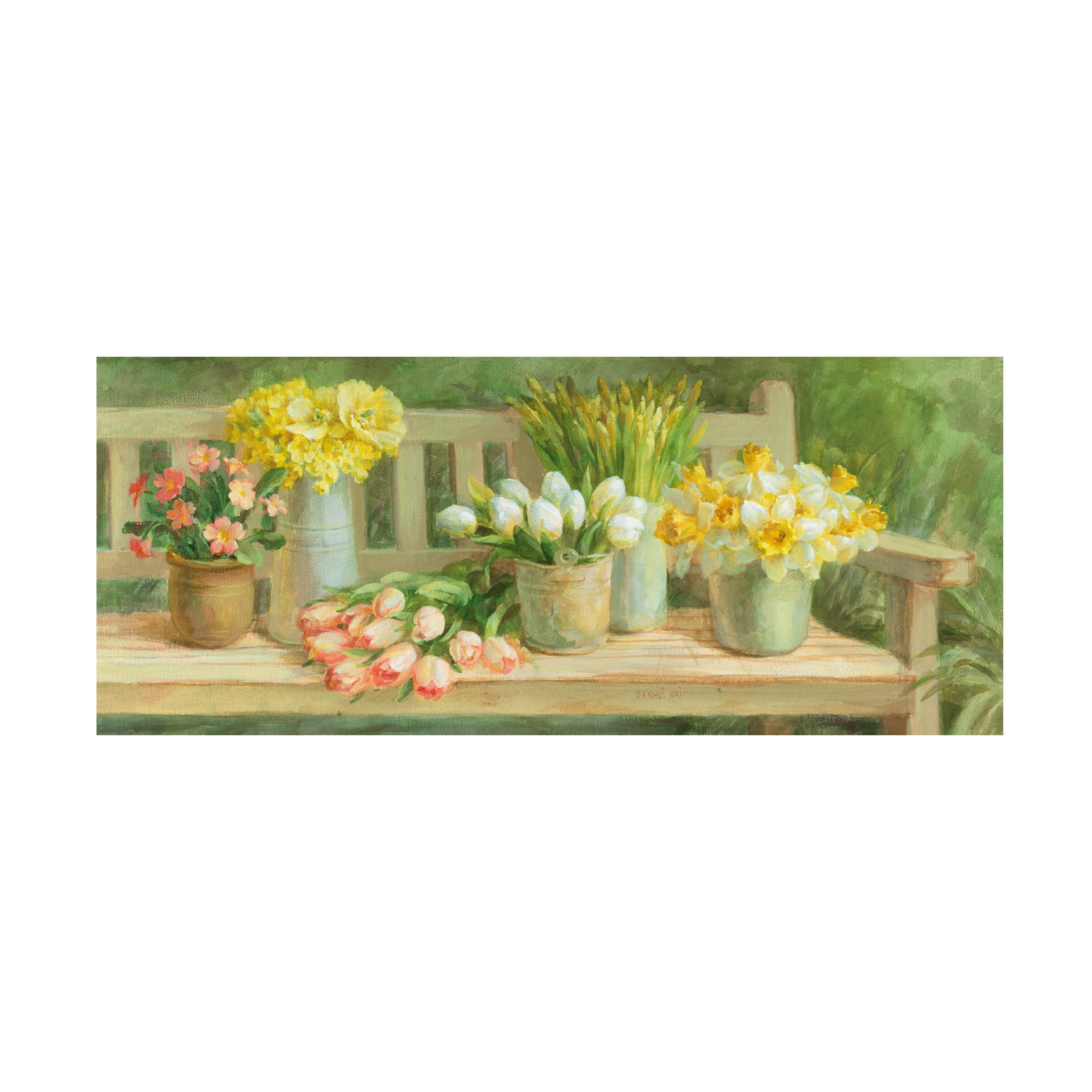 Trademark Fine Art 'Spring Garden Bench' Canvas Art by Danhui Nai