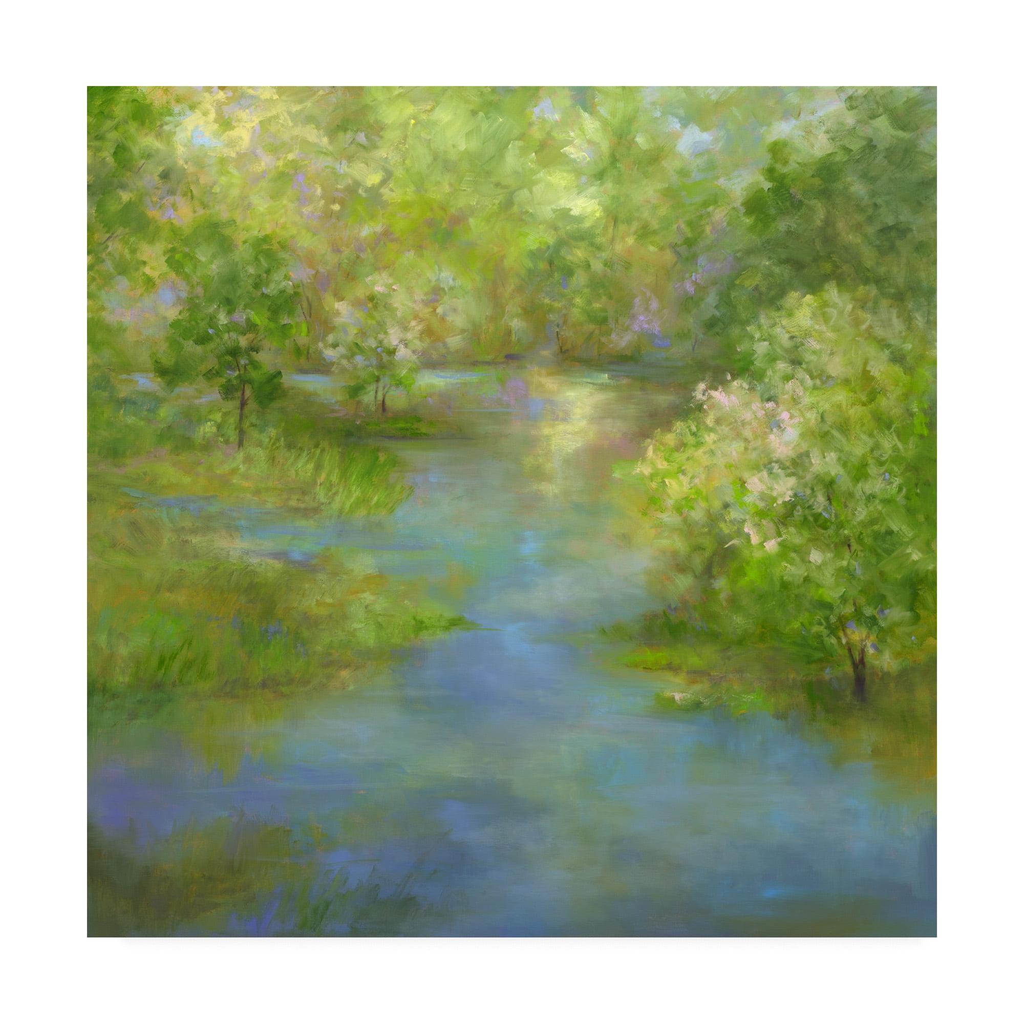 Spring Lake Reflections Green and Blue Canvas Art