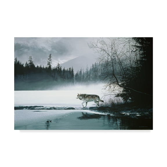 Trademark Fine Art 'Spring Mist Gray Wolf' Canvas Art by Ron Parker
