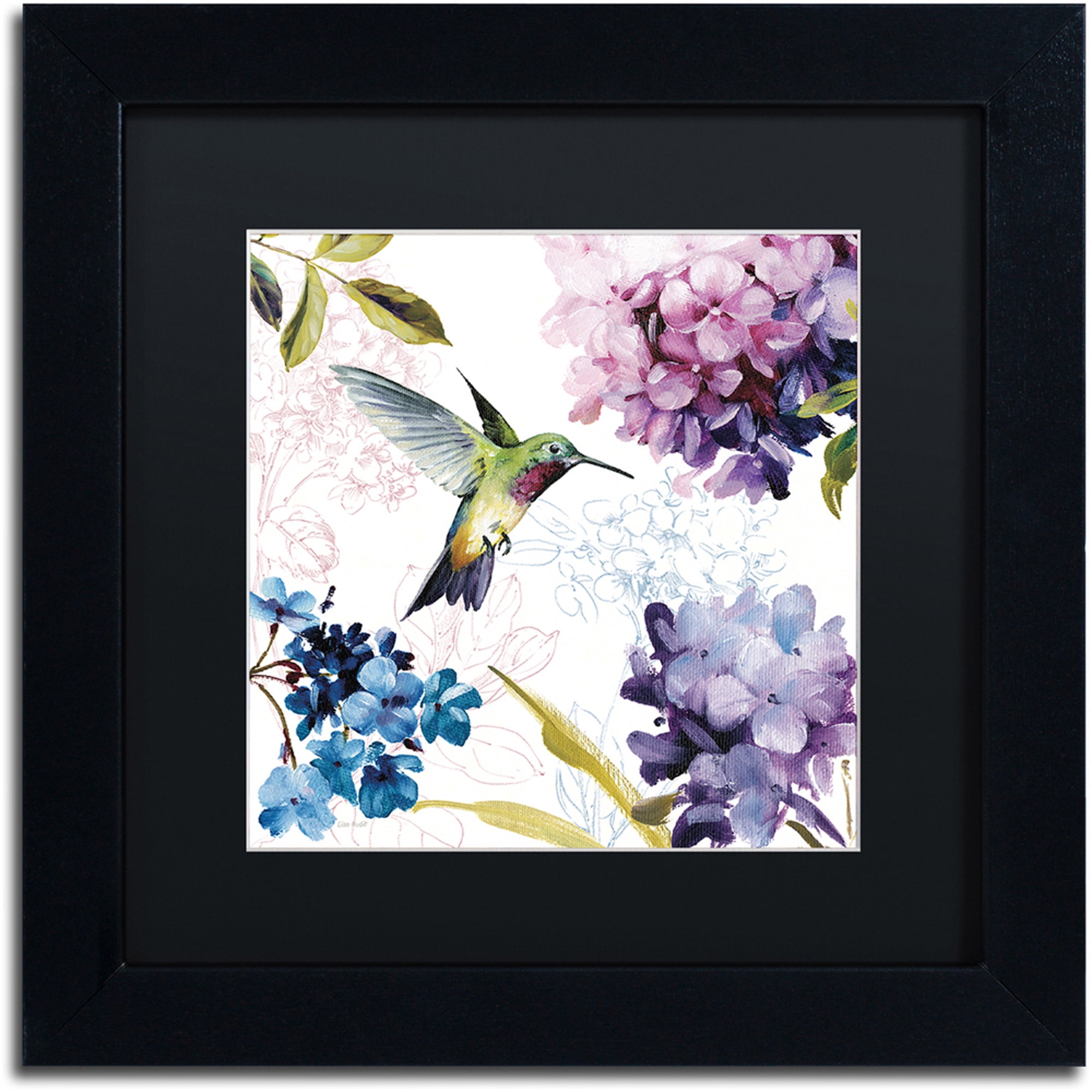 Trademark Fine Art "Spring Nectar Square II" Canvas Art by Lisa Audit, Black Matte, Black Frame