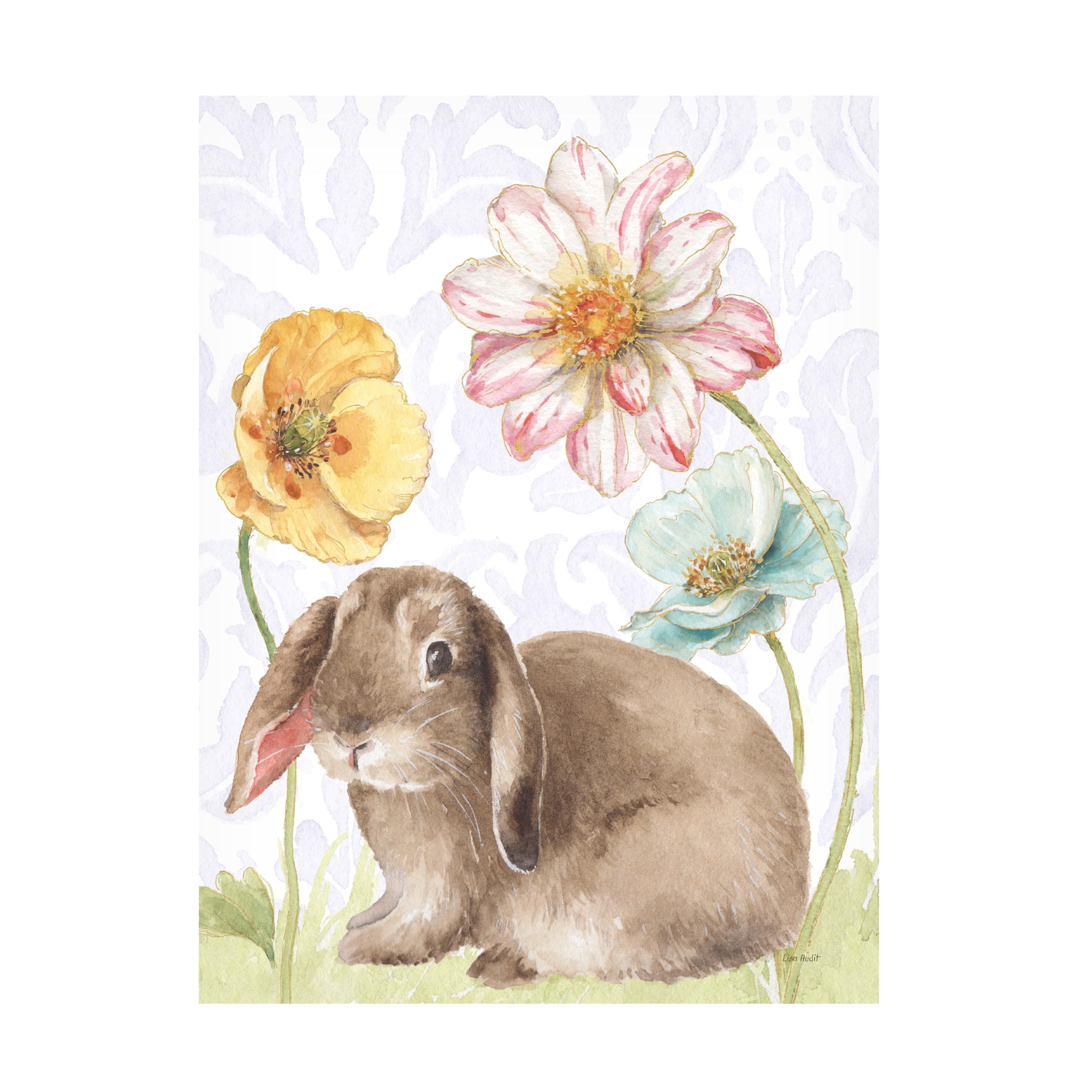 Trademark Fine Art Lisa Audit Spring Softies Bunnies III Purple Canvas Wall Art - 35x47