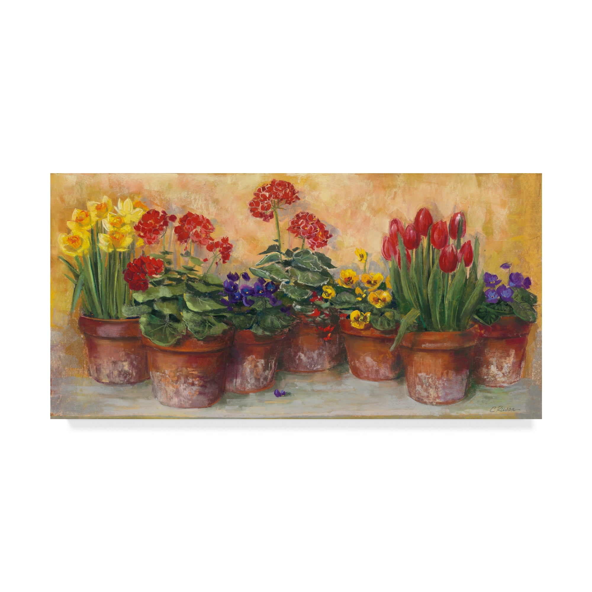Spring Floral Landscape Canvas Art in Yellow, Red, and Purple