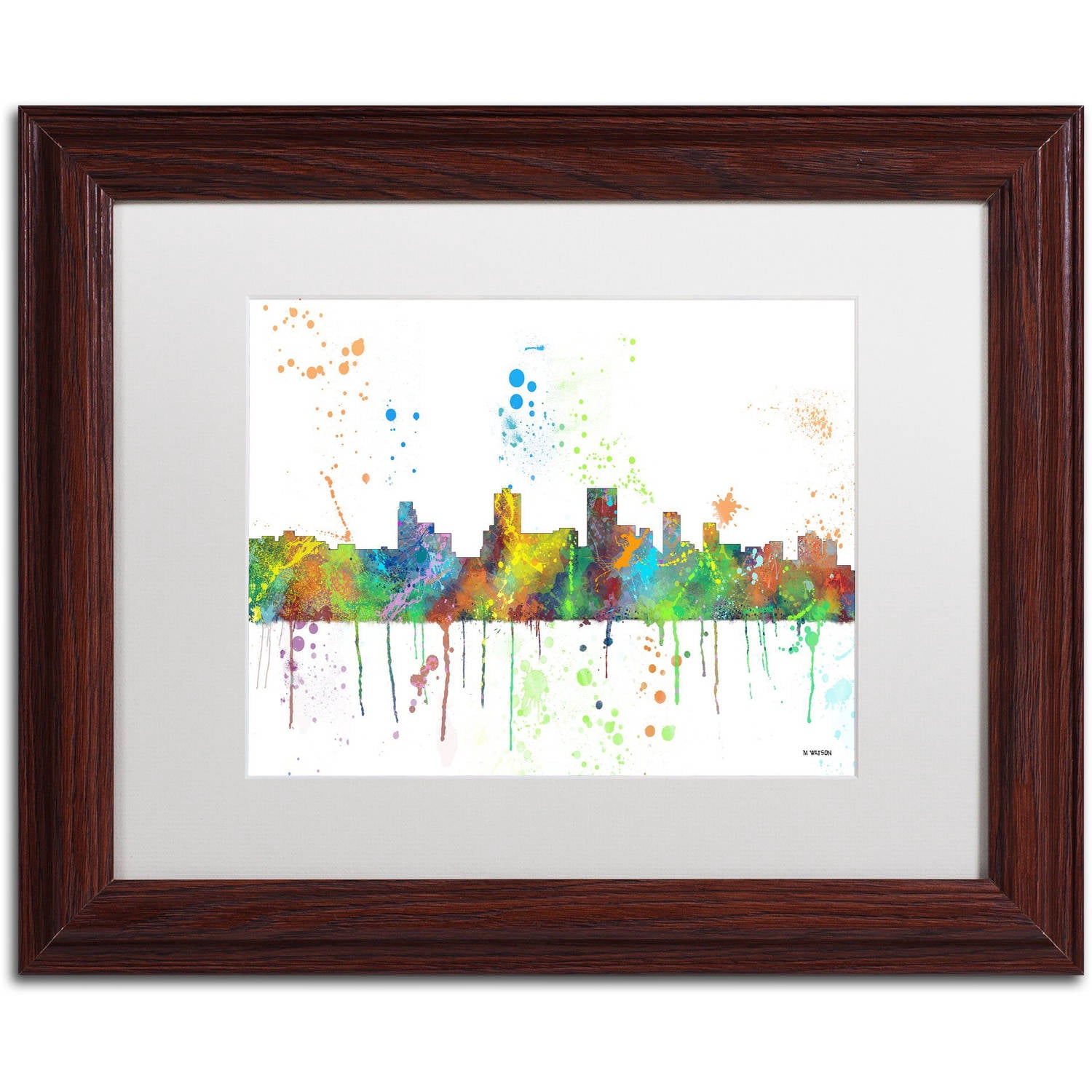 Trademark Fine Art "Springfield Illinois Skyline Mclr-1" Canvas Art by Marlene Watson, White Matte, Wood Frame