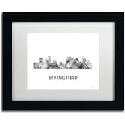 Trademark Fine Art 'Springfield Illinois Skyline WB-BW' Canvas Art by Marlene Watson, White Matte, Black Frame