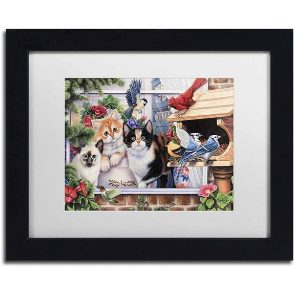 Trademark Fine Art 'Springtime Wonders' Canvas Art by Jenny Newland, White Matte, Black Frame