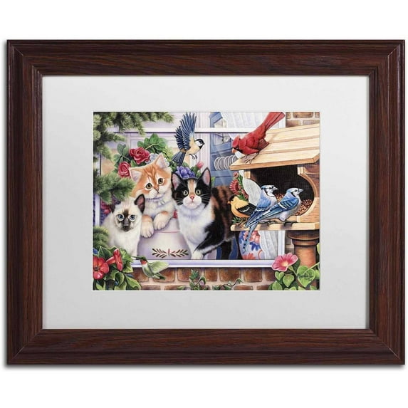 Trademark Fine Art 'Springtime Wonders' Canvas Art by Jenny Newland, White Matte, Wood Frame