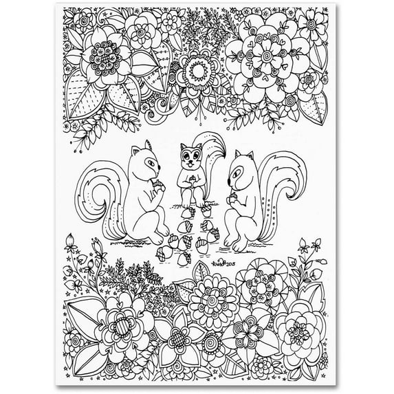 Trademark Fine Art "Squirrels" Canvas Art by KCDoodleArt