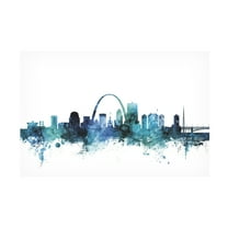Trademark Fine Art Michael Tompsett St Louis Missouri Blue Teal Skyline Canvas Wall Art - 16x24