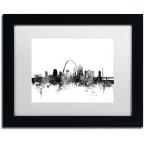 Trademark Fine Art 'St Louis Missouri Skyline B&W' Canvas Art by Michael Tompsett White Matte, Black Frame