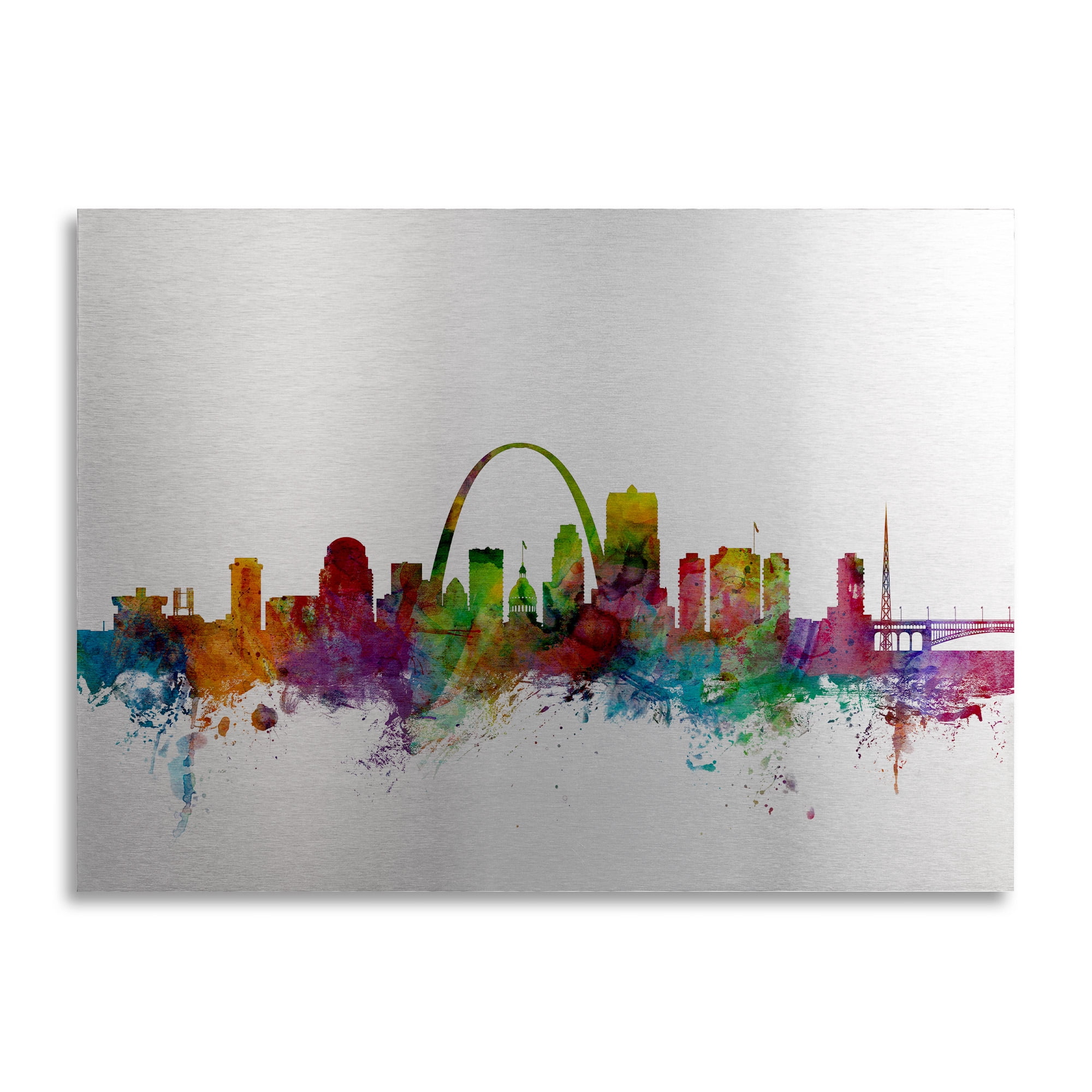 Trademark Fine Art 'St. Louis Missouri Skyline' Brushed Aluminum Wall Art Art by Michael Tompsett