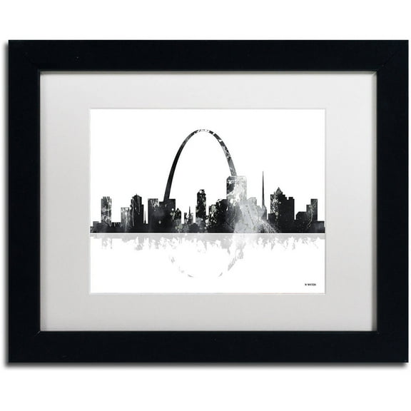 Trademark Fine Art "St Louis Missouri Skyline" Canvas Art by Marlene Watson, White Matte, Black Frame
