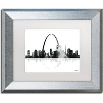 Trademark Fine Art "St Louis Missouri Skyline" Canvas Art by Marlene Watson, White Matte, Silver Frame