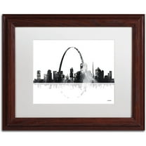 Trademark Fine Art "St Louis Missouri Skyline" Canvas Art by Marlene Watson, White Matte, Wood Frame