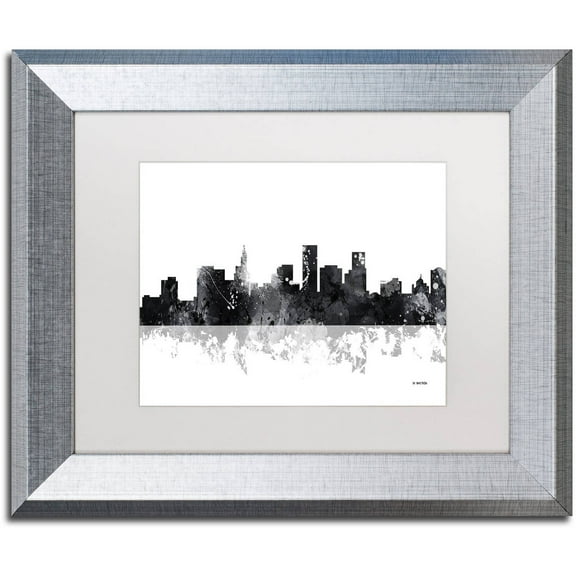 Trademark Fine Art "St Paul Minnesota Skyline BG-1" Canvas Art by Marlene Watson, White Matte, Silver Frame