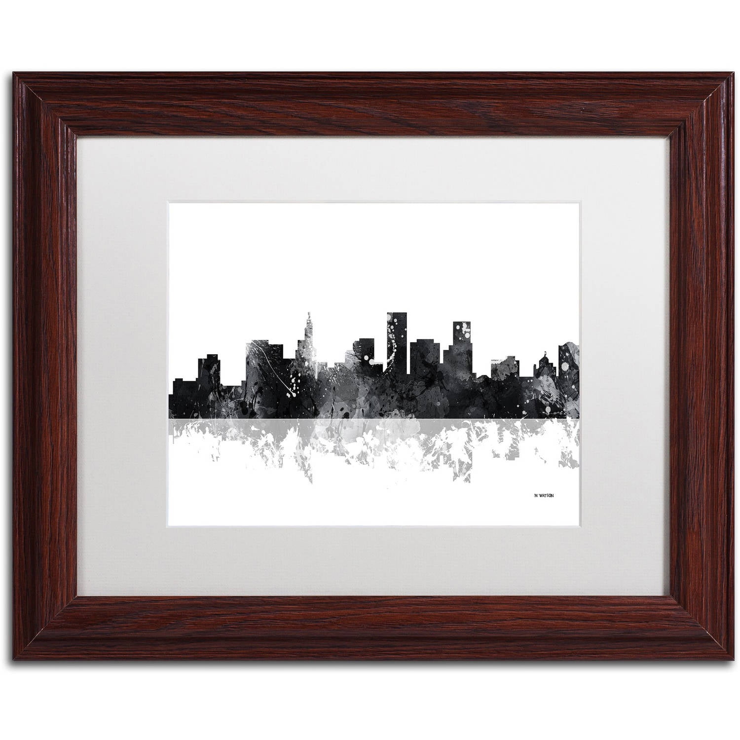 Trademark Fine Art "St Paul Minnesota Skyline BG-1" Canvas Art by Marlene Watson, White Matte, Wood Frame