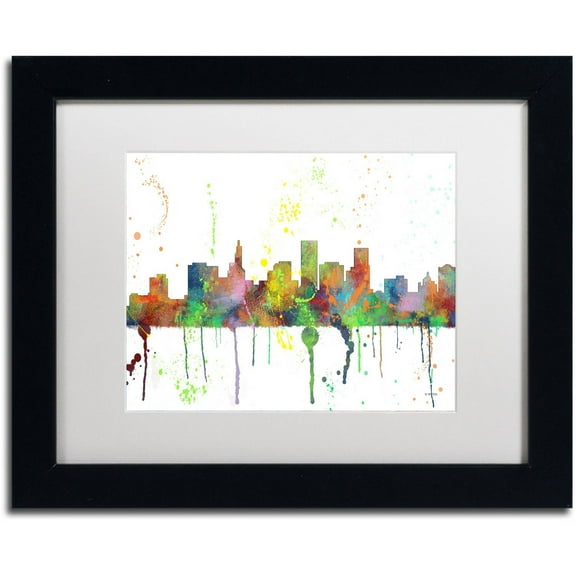 Trademark Fine Art "St Paul Minnesota Skyline Mclr-1" Canvas Art by Marlene Watson, White Matte, Black Frame