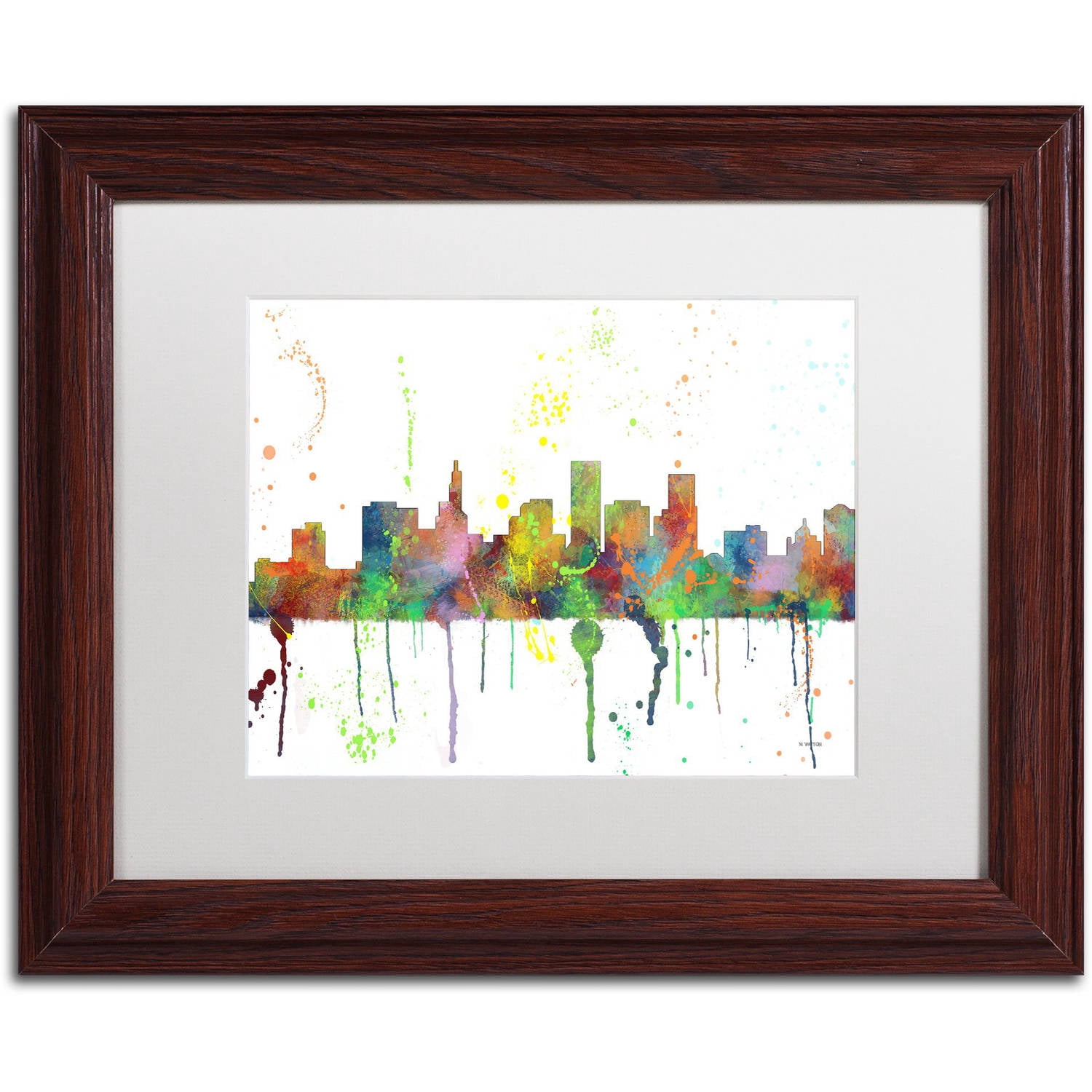 Trademark Fine Art "St Paul Minnesota Skyline Mclr-1" Canvas Art by Marlene Watson, White Matte, Wood Frame