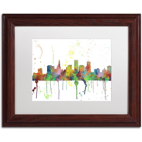 Trademark Fine Art "St Paul Minnesota Skyline Mclr-1" Canvas Art by Marlene Watson, White Matte, Wood Frame