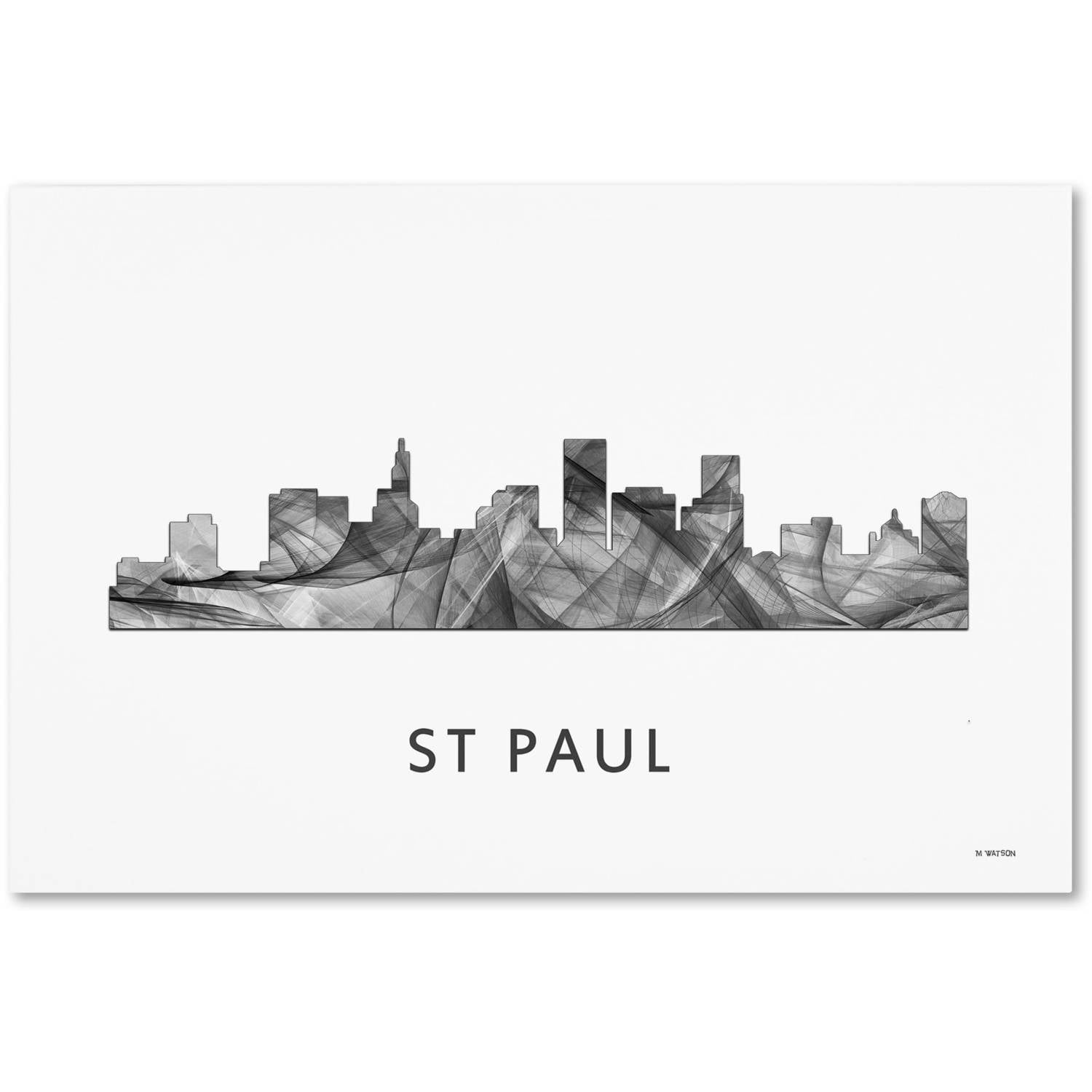 Trademark Fine Art 'St Paul Minnesota Skyline WB-BW' Canvas Art by Marlene Watson