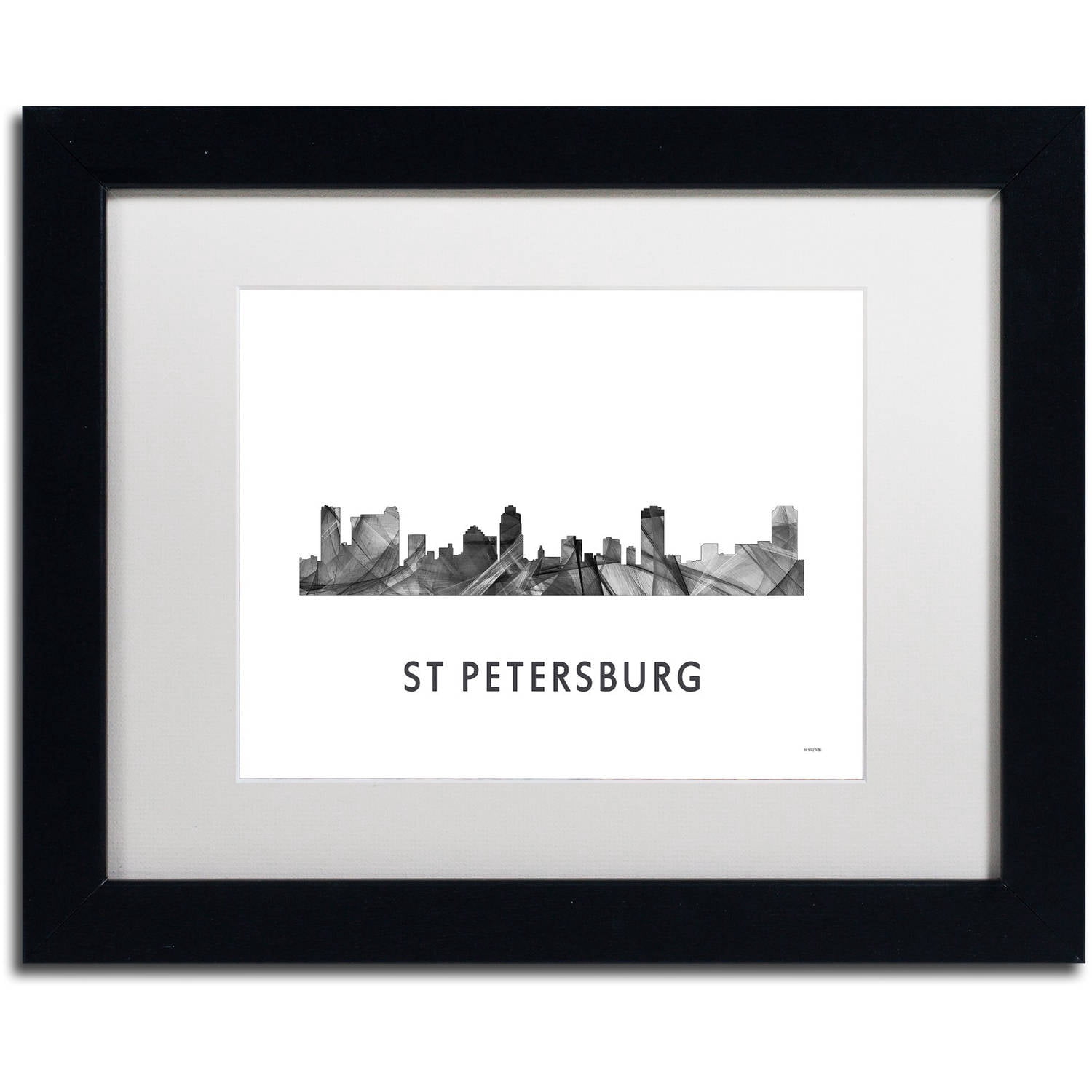 Trademark Fine Art 'St Petersburg FL Skyline WB-BW' Canvas Art by Marlene Watson, White Matte, Black Frame