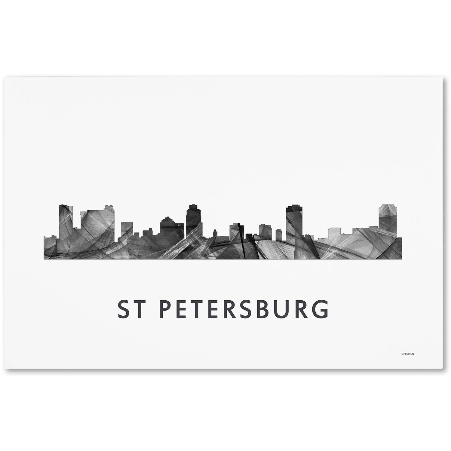 Trademark Fine Art 'St Petersburg Florida Skyline WB-BW' Canvas Art by Marlene Watson