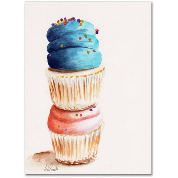 Trademark Fine Art "Stacked Cupcakes No Words" Canvas Art by Jennifer Redstreake