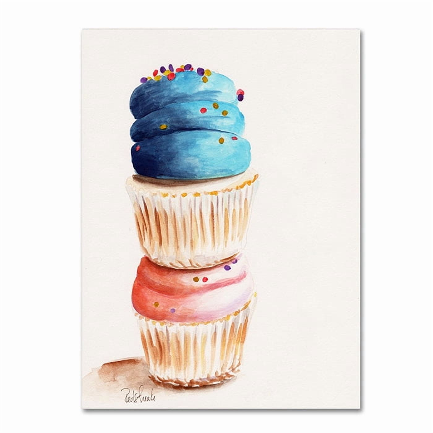 Trademark Fine Art "Stacked Cupcakes No Words" Canvas Art by Jennifer Redstreake