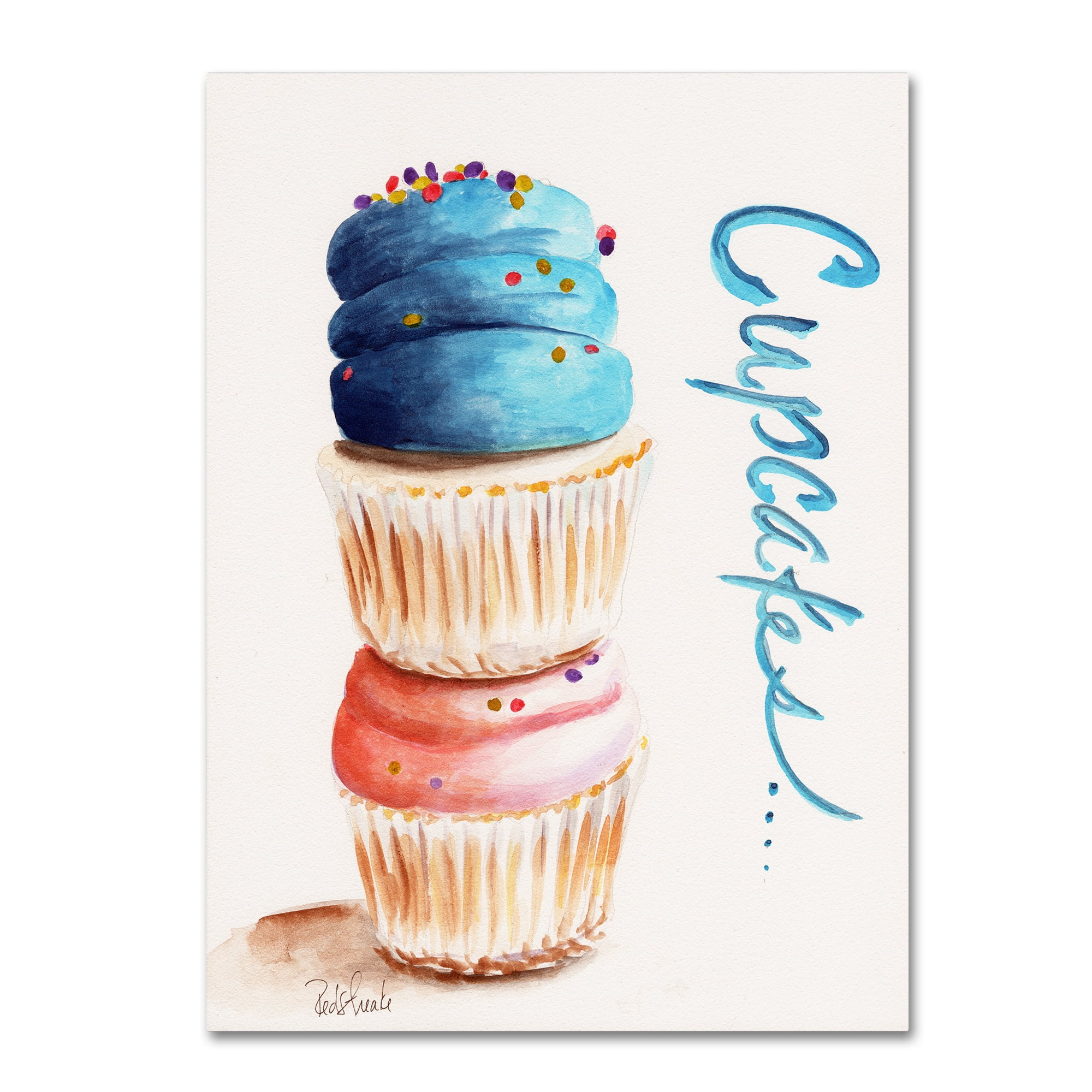Trademark Fine Art "Stacked Cupcakes with Words" Canvas Art by Jennifer Redstreake