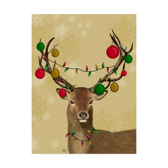 Trademark Fine Art 'Stag and Baubles' Canvas Art by Fab Funky