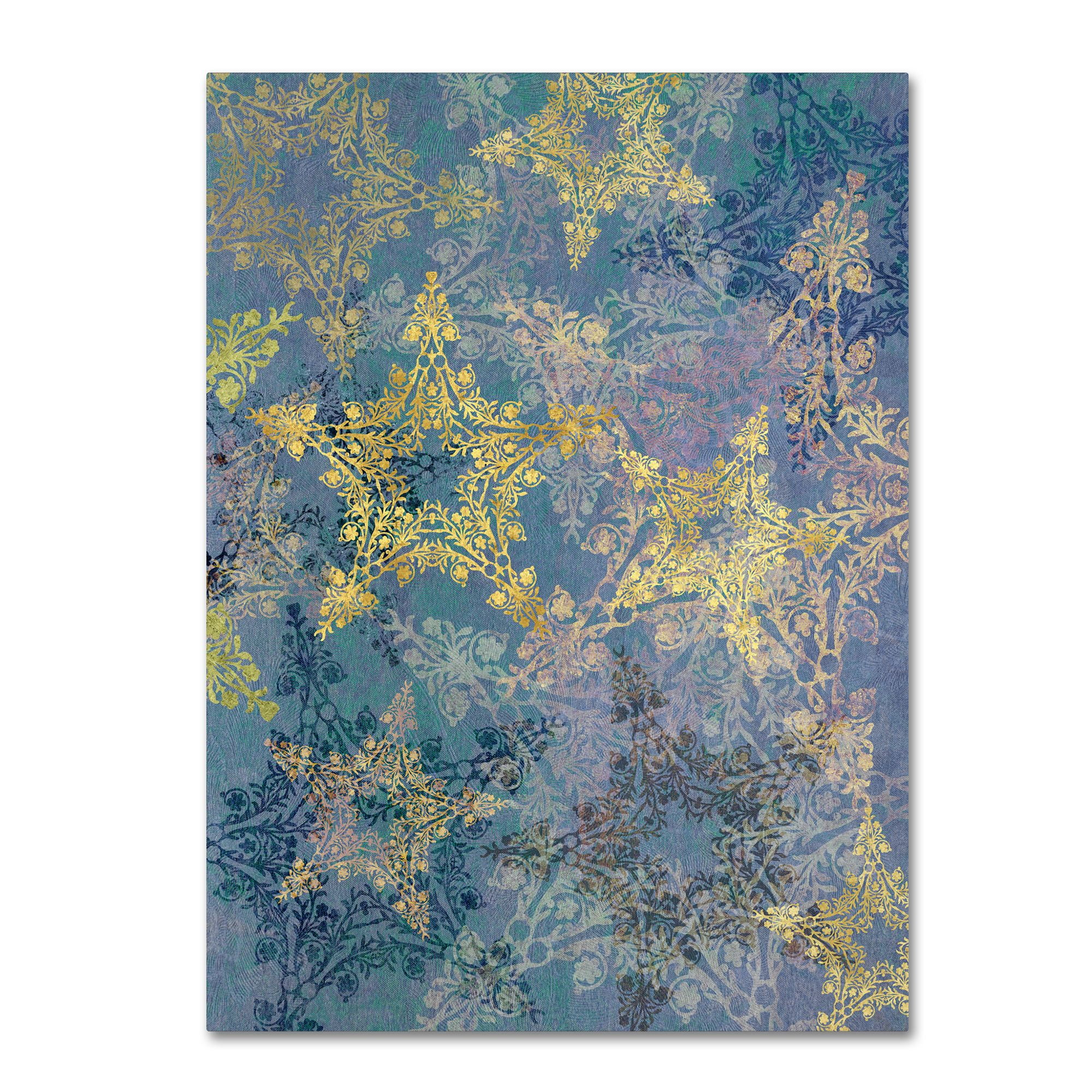 Blue and Gold Abstract Star Pattern Framed Canvas Print