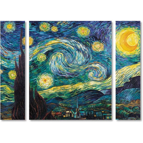 Trademark Fine Art "Starry Night" Canvas Art by Vincent van Gogh Three Panel Set