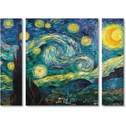Trademark Fine Art "Starry Night" Canvas Art by Vincent van Gogh Three Panel Set