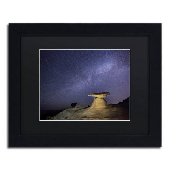 Trademark Fine Art "Starry Night in Arizona III" Canvas Art by Moises Levy Black Matte, Black Frame