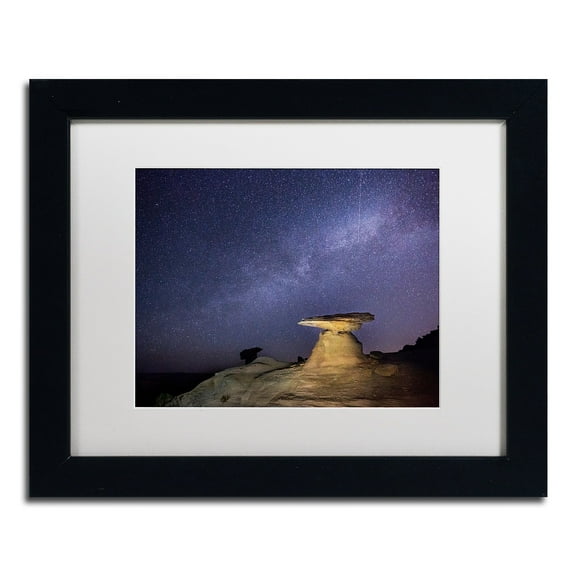 Trademark Fine Art "Starry Night in Arizona III" Canvas Art by Moises Levy White Matte, Black Frame