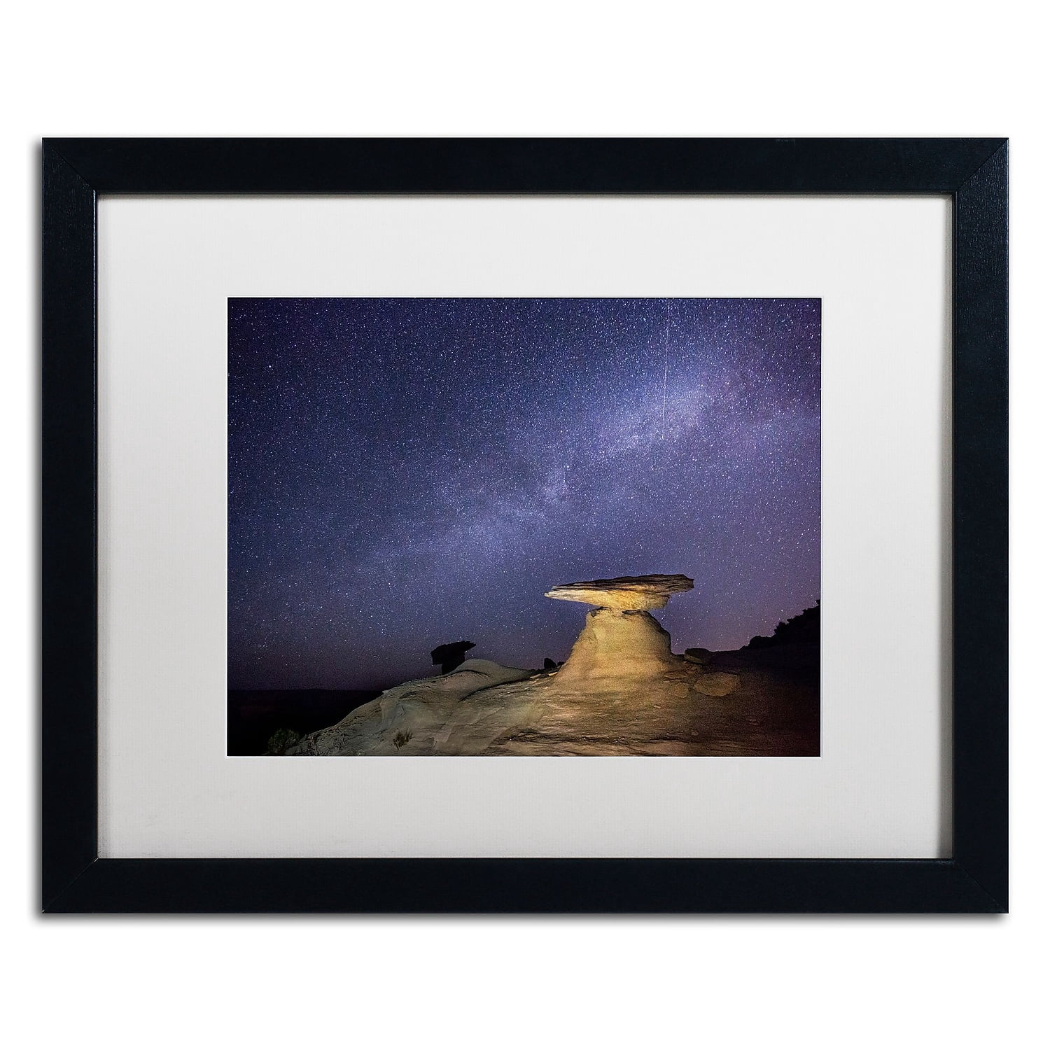 Trademark Fine Art "Starry Night in Arizona III" Canvas Art by Moises Levy White Matte, Black Frame