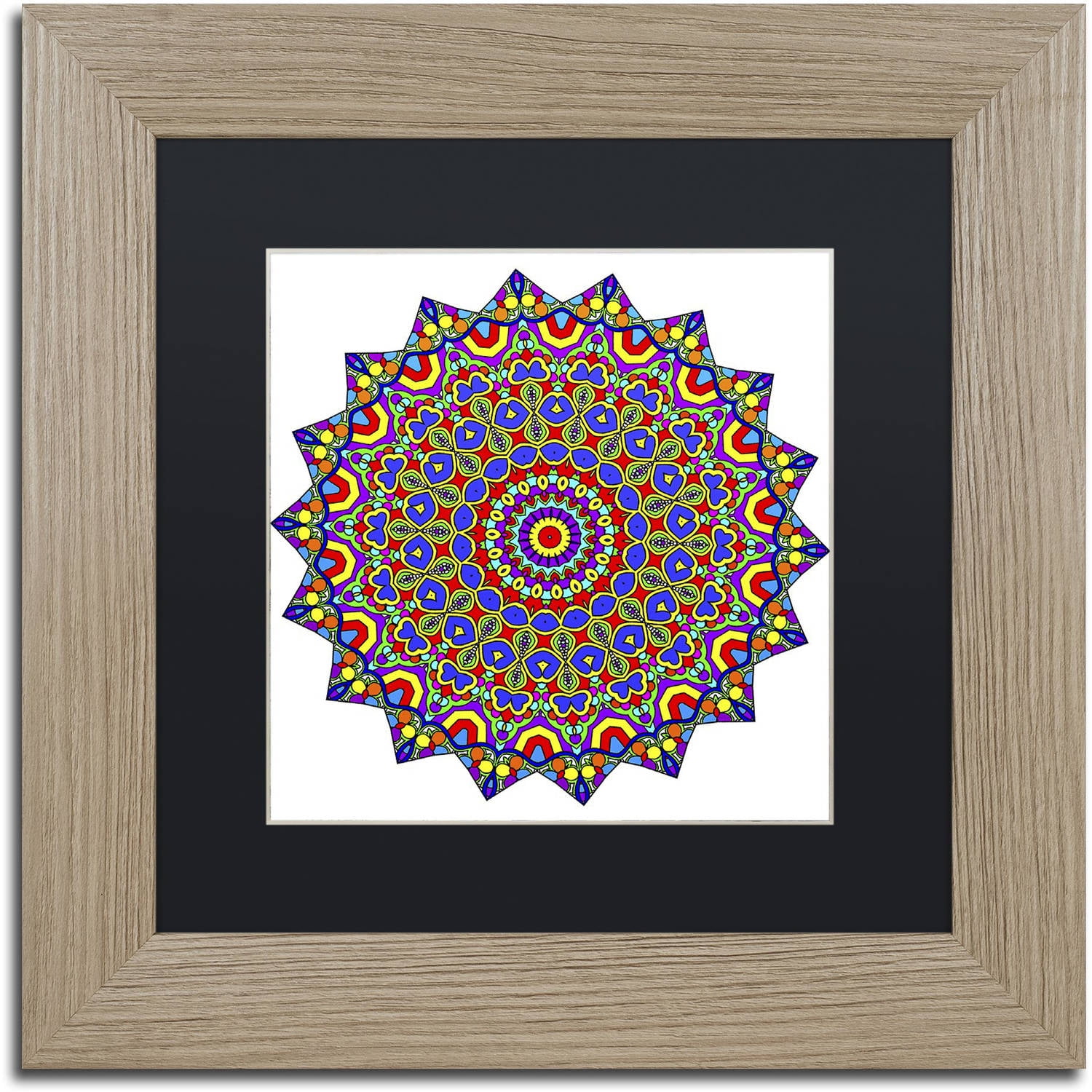 Trademark Fine Art "Stars Mandala Beautified" Canvas Art by Kathy G. Ahrens, Black Matte, Birch Frame