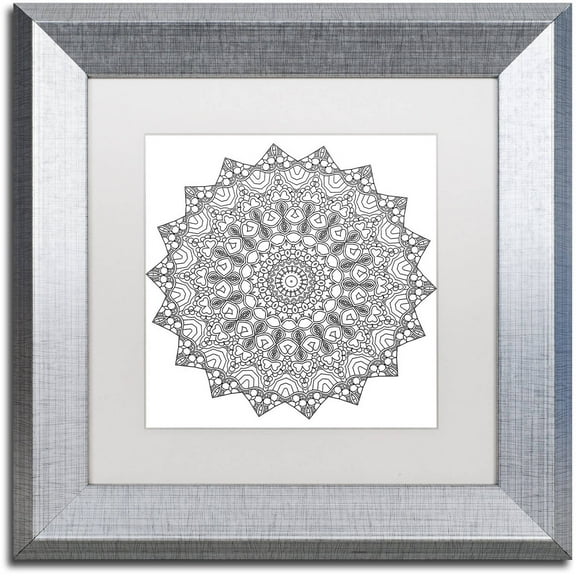Trademark Fine Art "Stars Mandala" Canvas Art by Kathy G. Ahrens, White Matte, Silver Frame