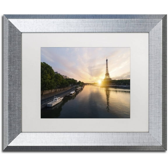 Trademark Fine Art 'Stay Up Paris' Canvas Art by Mathieu Rivrin, White Matte, Silver Frame