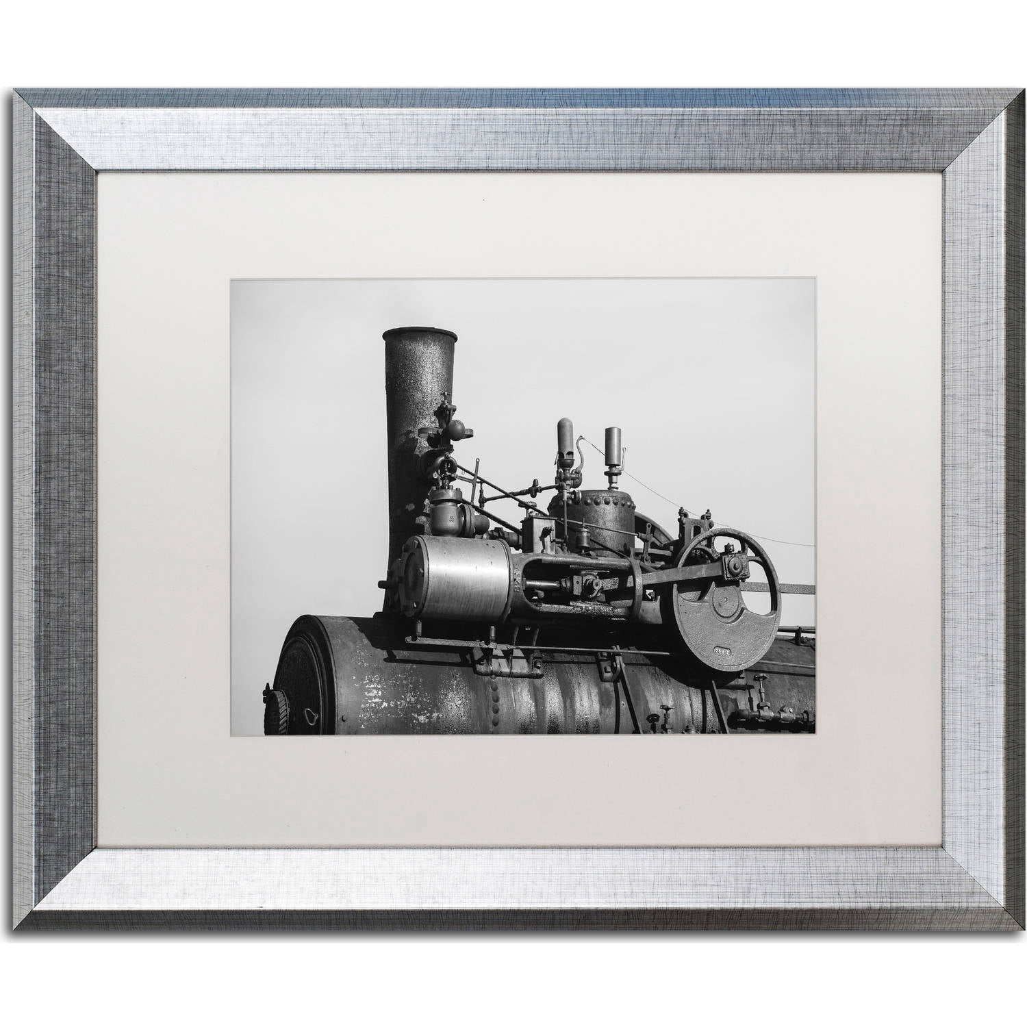 Trademark Fine Art "Steam Engine" Canvas Art by Jason Shaffer, White Matte, Silver Frame